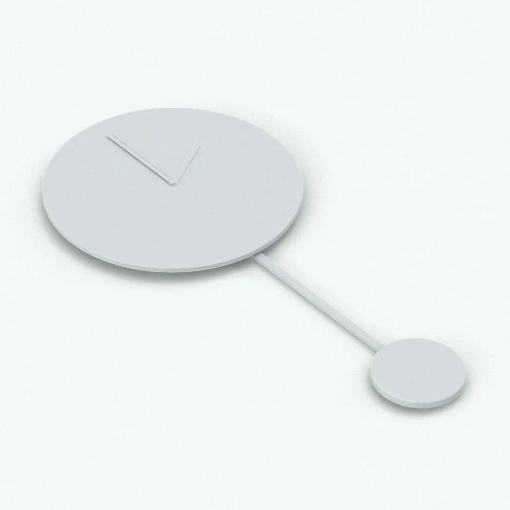 Revit Family / 3D Model - Modern Pendulum Perspective 2 Modern Pendulum Wall Clock Revit Family rendered in ambient occlusion style.