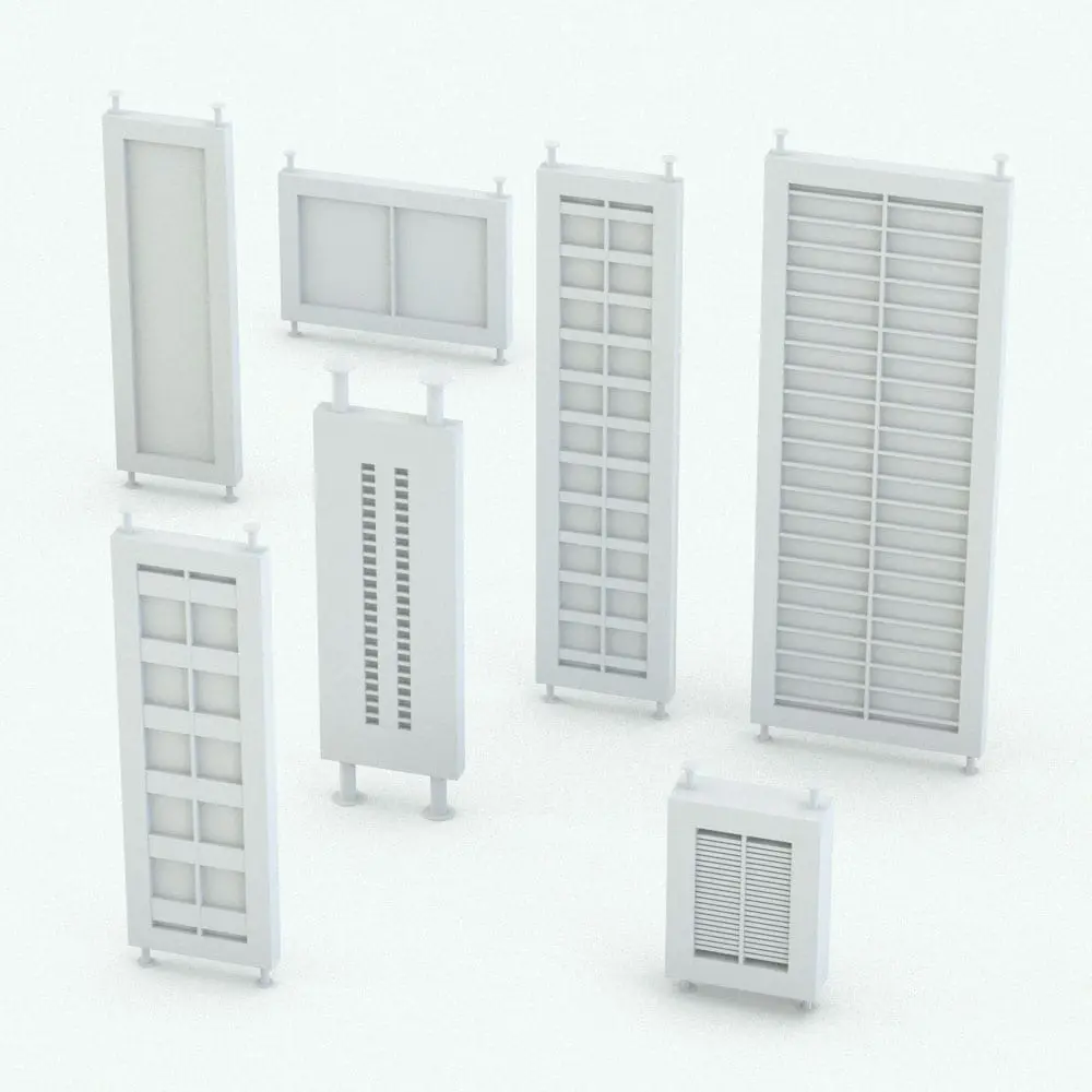 Revit Family / 3D Model - Modern Single Pane Revit Folding Partition Variations Modern Single Pane Revit Folding Partition in different sizes and configurations to showcase its parametric flexibility. Ideal for office, commercial, retail and residential spaces, this Revit partition family is the perfect solution to softly divide your architectural spaces.