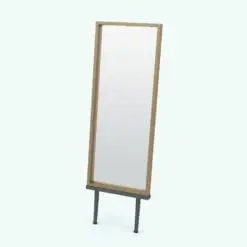 Modern Tall Legs Revit Mirror Family rendered in a light colored wood frame with dark colored legs. This fully parametric family is ideal for contemporary interiors that need a touch of elegance. Don't wait any longer and get this Modern Tall Legs Revit Mirror Family now!