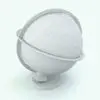 Modern World Globe Revit Decor Family in 3D and rendered without materials to see the details better. This modern decoration Revit family comes with the materials shown on the main image of this product, so you just have to load it into your project, load the materials and hit the render button for instant results.