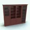 Modular Revit Bookshelf Family rendered in a dark colored wood finish. This modular family (copied 4 times in this image to create a larger bookshelf) is fully parametric. Choose between glass doors, solid doors, open shelves and many more options to make it fit your design requirements. Get this Revit bookshelf family today and be part of the Blackbee3D family.