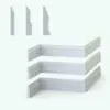 Parametric Revit Wall Sweep Families - Baseboards Pack 10 in cross-section and 3D and rendered in Ambient Occlusion mode.