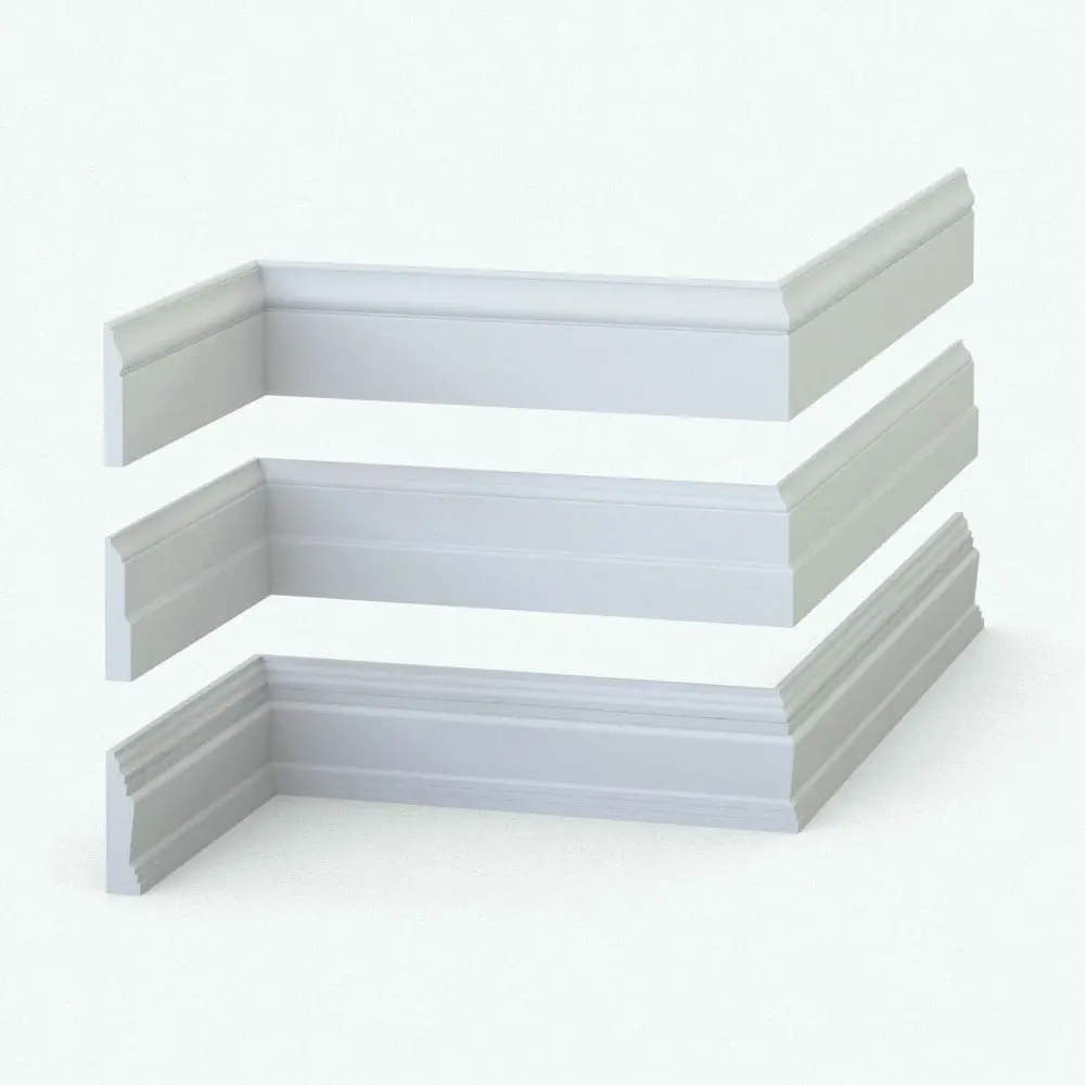 Parametric Revit Wall Sweep Families - Baseboards Pack 10 in 3D. Parametric Revit Wall Sweep Families - Baseboards Pack 10 in 3D view and rendered in AO style to see details better. These Revit moldings are fully parametric to adapt to any project size and requirements.