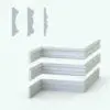 Classic Revit wall sweeps shown in cross-section and 3D. Both rendered in Ambient occlusion.