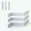 Detailed Profile Revit Sweep Families - Baseboards Pack 2 in cross-section and 3D view, both rendered in ambient occlusion mode. Use the wall sweep Revit tool to insert it and select your own materials. This Revit wall sweep family is ideal to add a touch of sophistication to your Revit renders.