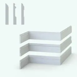 Detailed Profile Revit Sweep Families - Baseboards Pack 2 in cross-section and 3D view, both rendered in ambient occlusion mode. Use the wall sweep Revit tool to insert it and select your own materials. This Revit wall sweep family is ideal to add a touch of sophistication to your Revit renders.