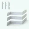 Stylish Modern Revit Wall Sweep Families - Baseboards Pack 3 in cross-section and 3D views, both rendered in ambient occlusion mode. Use them in any of your projects to give them a more refined and elegant look. Get this Revit wall sweep families pack today and make your renders stand out of the crowd.