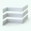 Stylish Modern Revit Sweep Families - Baseboards Pack 3 in 3D and rendered in black and white (ambient occlusion style) to see the details better. These Revit wall sweep profiles are ideal to make your projects stand out in a few clicks.