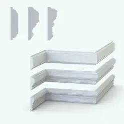 Contemporary Revit Wall Sweeps - Chair Rails Pack 3 in cross-section and 3D views, both rendered in Ambient Occlusion mode. Ideal for commercial, residential or hospitality projects, this set of 3 Revit wall sweep profiles is the perfect addition to your Revit projects.