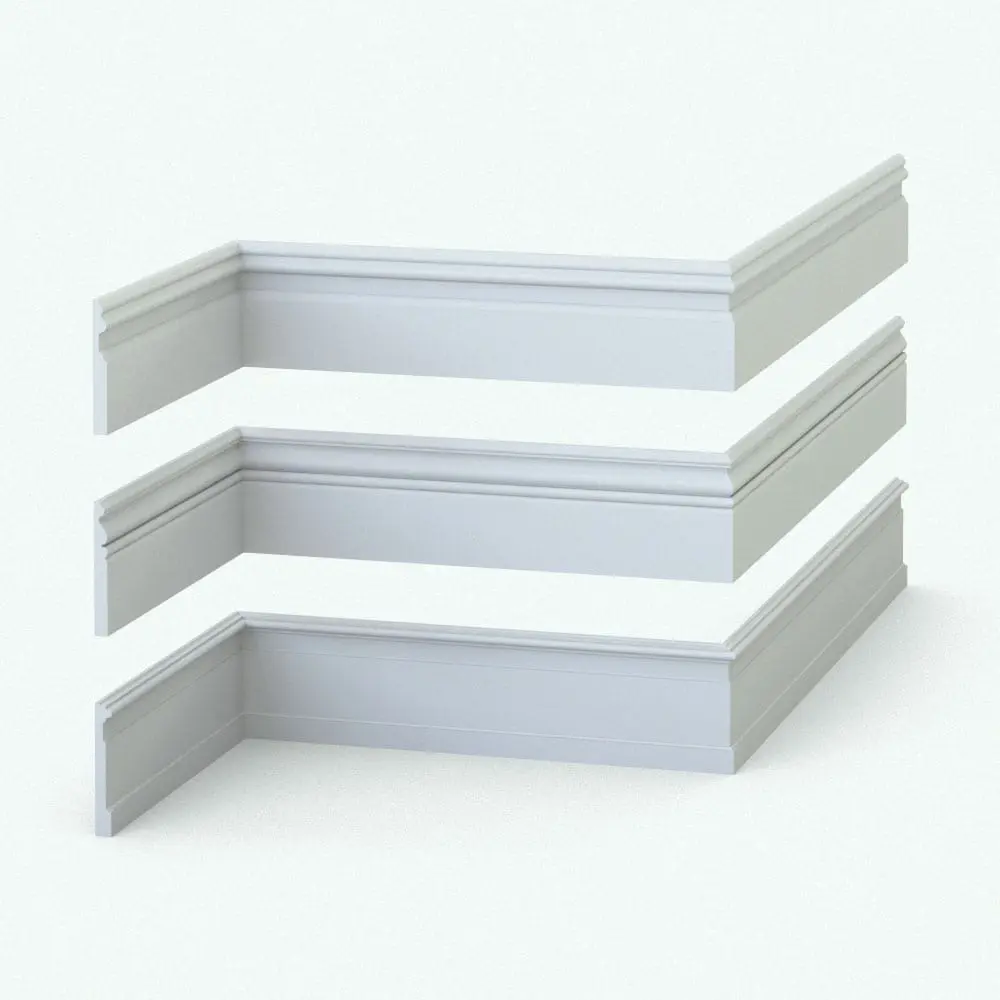 Traditional Look Revit Sweeps -Baseboards Pack 4 in 3D Traditional Look Revit Sweeps -Baseboards Pack 4 in 3D view ambient occlusion to see all details.