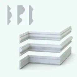 Traditional Revit Wall Sweep Families - Chair Rails Pack 4 in 3D and cross-section. Both rendered in ambient occlusion mode.
