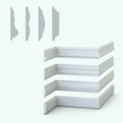 Minimalist Revit Wall Sweeps - Chair Rails Pack 6 in cross-section and 3D views. Both rendered in ambient occlusion mode.