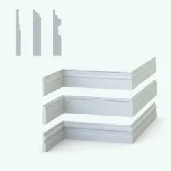 Contemporary Design Revit Wall Sweeps - Baseboards Pack 8 in 3D and cross-section views and rendered in ambient occlusion mode. Ideal for residential, commercial, hospitality and any other kind of project, these Revit wall sweep profiles will certainly take your renders to the next level.