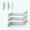 Elegant Revit Wall Sweep Families - Chair Rails Pack 8 in cross-section view and 3D view. Both rendered in ambient occlusion mode to see the details better. With three different chair rail profiles to choose from this pack of Revit wall sweep profiles is the perfect complement to all your Revit projects.