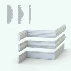 Elegant Revit Wall Sweep Families - Chair Rails Pack 8 in cross-section view and 3D view. Both rendered in ambient occlusion mode to see the details better. With three different chair rail profiles to choose from this pack of Revit wall sweep profiles is the perfect complement to all your Revit projects.