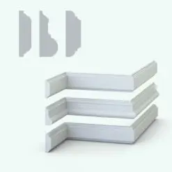 Modern Revit Wall Sweep - Chair Rails Pack 9 shown in cross-section and 3D view. Both rendered in ambient occlusion mode.