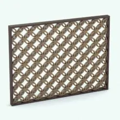 Patterned Partition Wall Revit Family rendered in earthy tones. Ideal for residential, commercial or hospitality projects, this partition wall Revit family is the perfect solution to softly split any architectural space while letting light and views through.