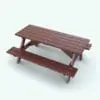 Classic Revit Picnic Table rendered in a cherry wood finish and metallic accents. This fully parametric Revit family is ideal for parks, outdoor spaces, public spaces and more. With parameters to change the width and the materials, this Revit Picnic Table will adapt seamlessly to your project's requirements.