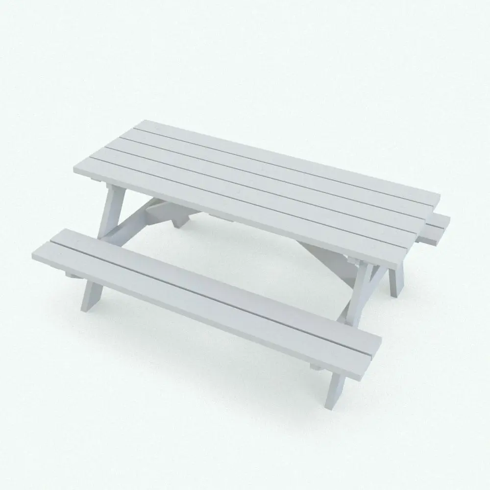Revit Family / 3D Model - Classic Revit Picnic Table Perspective Classic Revit Picnic Table rendered in 3D and in black and white (ambient occlusion style). While shown in black and white, this family does include the materials shown on the main image of this product. Just load this family into your project, load the textures (or use your own) and hit the render button for instant results. Get this Classic Revit Picnic Table today and make your spaces look fantastic.