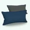 Rectangular Revit Cushion Family With Piping rendered with a blue front material and a gray back material. This Revit cushion comes with piping all around that you can also change the materials for. Ideal for living rooms, bedrooms and more, this Rectangular Revit Cushion Family With Piping will make your 3D spaces and renderings stand out in just a few clicks.