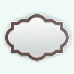 Rectangular Quatrefoil Revit Mirror Family rendered in a dark-colored wood finish with metallic edges. This family is fully parametric and easy to use, not to mention that it is also render-ready. Just load the family into your project, load the materials and hit the render button for instant results. Get this Rectangular Quatrefoil Revit Mirror Family today and see for yourself.