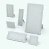 Ribbed Picture Frame Revit Family in different sizes and configurations to showcase its parametric flexibility. Ideal for modern interior design projects, this Revit picture frame can also be used as a hanging wall art piece! Just remove the glass and the back stand and you'll have a completely different item. Get this Ribbed Picture Frame Revit Family now and see for yourself.