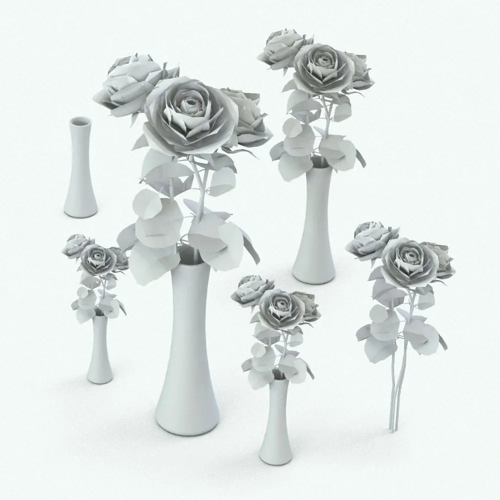 Revit Family / 3D Model - Rose Variations Roses Revit Flowers Family in different sizes and configurations to showcase its parametric flexibility. This, and all our Revit plants and flowers allow you to turn on/off either the flowers and/or the vase, so you can mix and match plants/vases with any other Revit plant family from our website!.