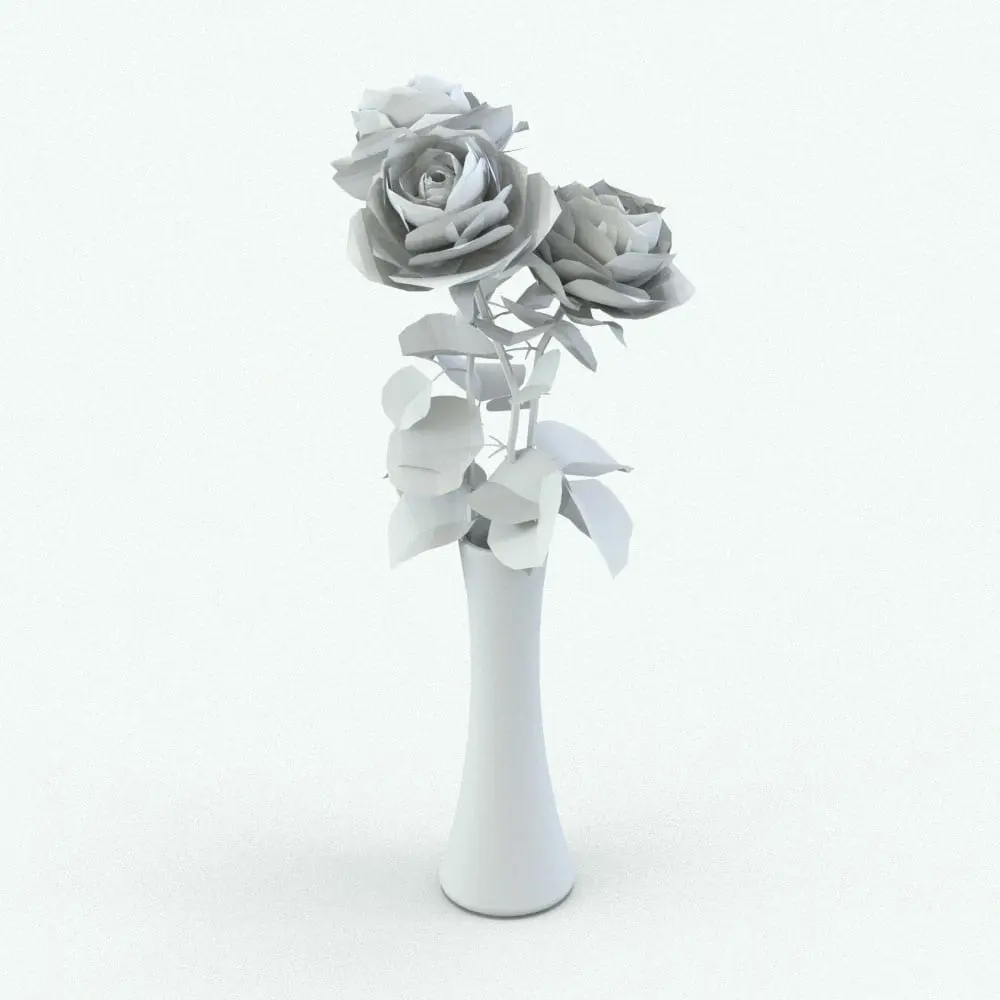 Revit Family / 3D Model - Roses Revit Flowers Family Perspective Roses Revit Flowers Family in 3D and rendered in black and white (ambient occlusion style) to showcase the details better. Ideal for interior design projects, this vase of Revit flowers will make your 3D renderings and projects feel alive! Get it today and see for yourself.
