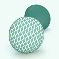 Simple Round Cushion Revit Family rendered in 3D with a patterned material on the front and a solid green material on the back. Ideal for modern and contemporary interior design projects, this fully parametric Revit family will streamline your workflow, making your 3D renderings stand out. Don't wait any longer and get this Simple Round Cushion Revit Family today!