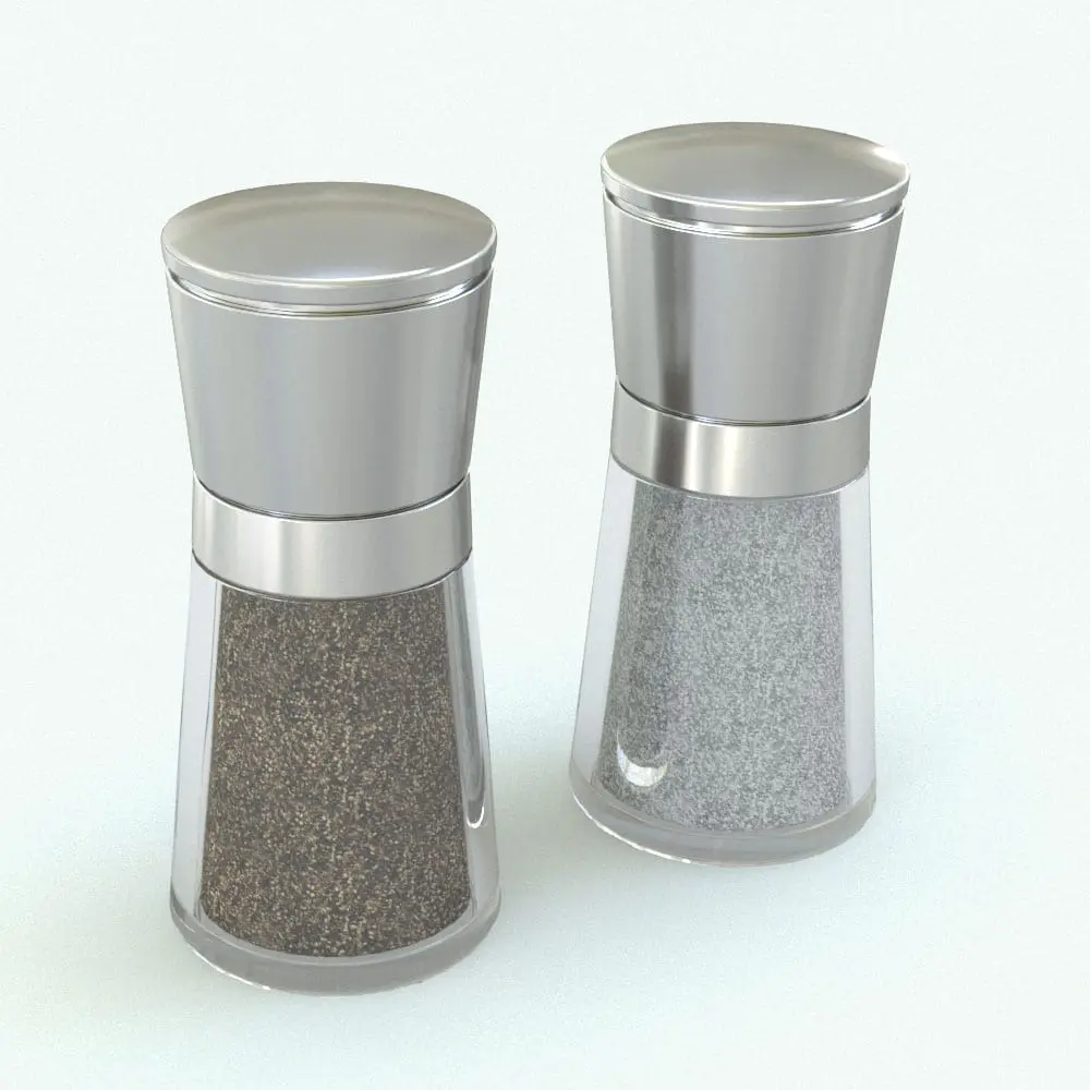 Revit Family / 3D Model - Salt and Pepper Mill Rendered in Revit 3D Salt And Pepper Decoration Revit Family rendered in full color with stainless steel tops and glass bottoms. This Revit decor family is ideal for kitchens, restaurants, hospitality designs, and more.