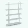 Shelves Revit Bookshelf Family in 3D and rendered in black and white (ambient occlusion style) to show the shapes better. With many parameters to adjust, this family will adapt to any of your projects seamlessly. Additionally, this family is render-ready, so you can load it into your project, load the provided textures and hit the render button for instant results. Get this Shelves Revit Bookshelf Family today and see for yourself.