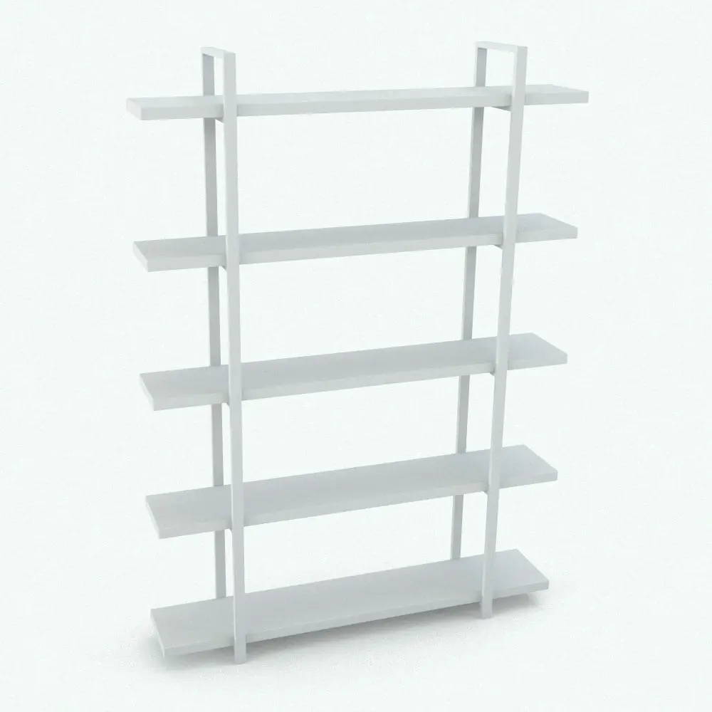 Revit Family / 3D Model - Shelves Revit Bookshelf Family Perspective Shelves Revit Bookshelf Family in 3D and rendered in black and white (ambient occlusion style) to show the shapes better. With many parameters to adjust, this family will adapt to any of your projects seamlessly. Additionally, this family is render-ready, so you can load it into your project, load the provided textures and hit the render button for instant results. Get this Shelves Revit Bookshelf Family today and see for yourself.