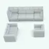 Slats Outdoor Furniture Revit Set in 3D and rendered in black and white (ambient occlusion style). Fully parametric and ready to render, this family will make your exterior spaces look expensive and modern. Ideal for residential, commercial or hospitality projects, this outdoor Revit furniture set will elevate your 3D renderings in just a few clicks.