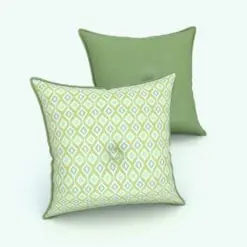 Square Revit Cushion Family With Button in 3D and rendered with a green patterned material on the front and a solid green material on the back. Ideal for make your interior design projects look alive and finished, this fully realistic Revit cushion family will take your 3D renderings to the next level! Get it today and see for yourself.