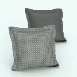 Square Revit Cushion Family With Flaps in 3D and rendered with a light gray textured material on the front and a darker gray material on the back. Ideal for modern and contemporary interior design projects, this fully-realistic Revit cushion family will transform your Revit projects in just a few clicks.