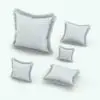 Square Revit Cushion Family With Fringe shown in different sizes and angles to showcase its parametric flexibility. Aside from the size and angle, this family also comes with material parameters so you can blend it into any interior design project and color palette you desire. Add this Square Revit Cushion Family With Fringe to your cart today and be part of the Blackbee3D family.