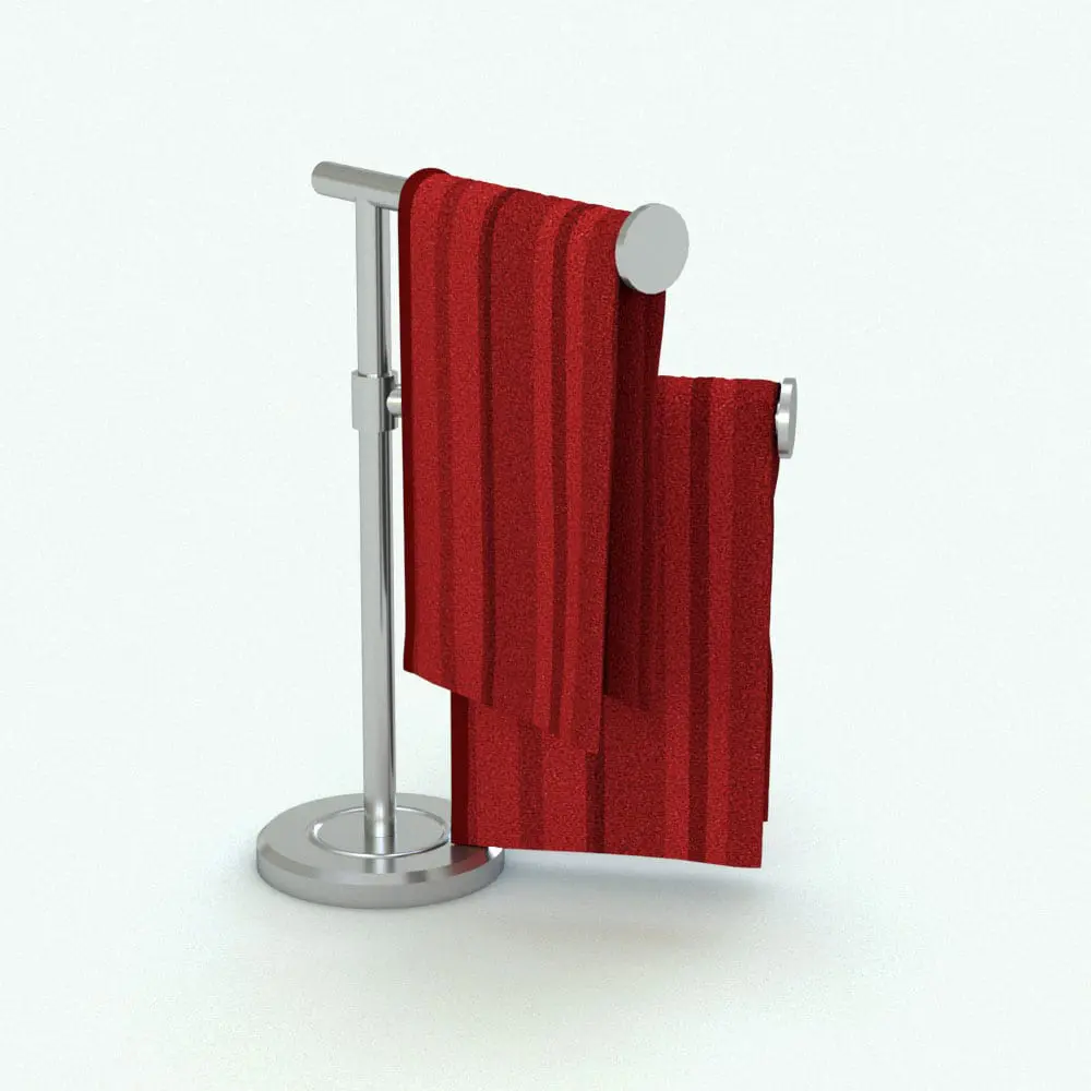 Revit Family / 3D Model - Standing Hand Towel Holder 2 Tiers Rendered in Revit Standing Hand Towel Revit Family with Swivel Tiers rendered in full color. Our towel Revit families are designed so that any texture can wrap around them naturally! Try them now!