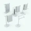 Standing Hand Towel Revit Family with Swivel Tiers in different parametric configurations to showcase its flexibility