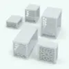 Star side table Revit family rendered in black and white (ambient occlusion style) and shown in different sizes and configurations to showcase its parametric versatility. These two families are very easy to use and they include the textures shown on the main image of this product so you can render them right away! Get this Star Pattern Living Room Revit Tables Set today and see how these Revit families will transform your spaces immediately.