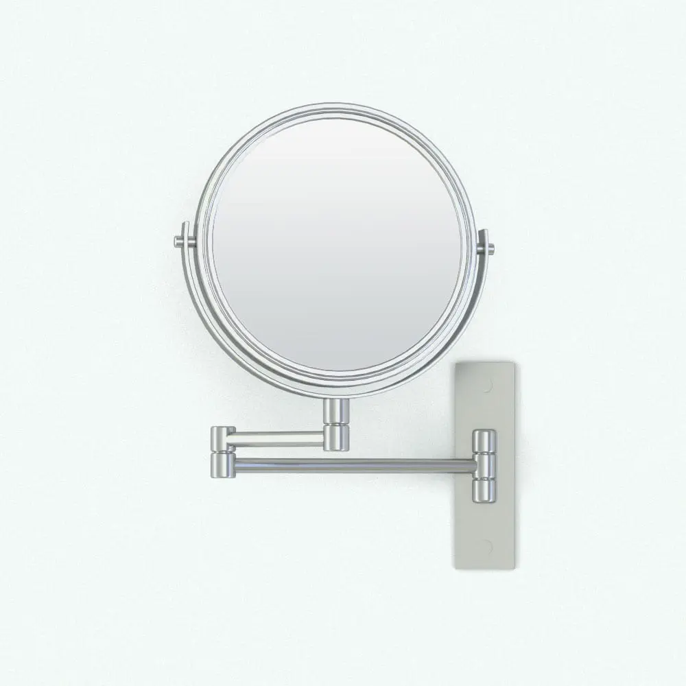 Revit Family / 3D Model - Swivel Wall Mount Mirror Rendered in Revit Swivel Wall Mount Bathroom Mirror Revit Family rendered in color. This Revit decor family is fully parametric and it adjusts to your project's needs seamlessly.
