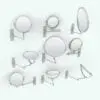 Swivel Wall Mount Bathroom Mirror Revit Family in different parametric sizes and configurations to showcase its flexibility.
