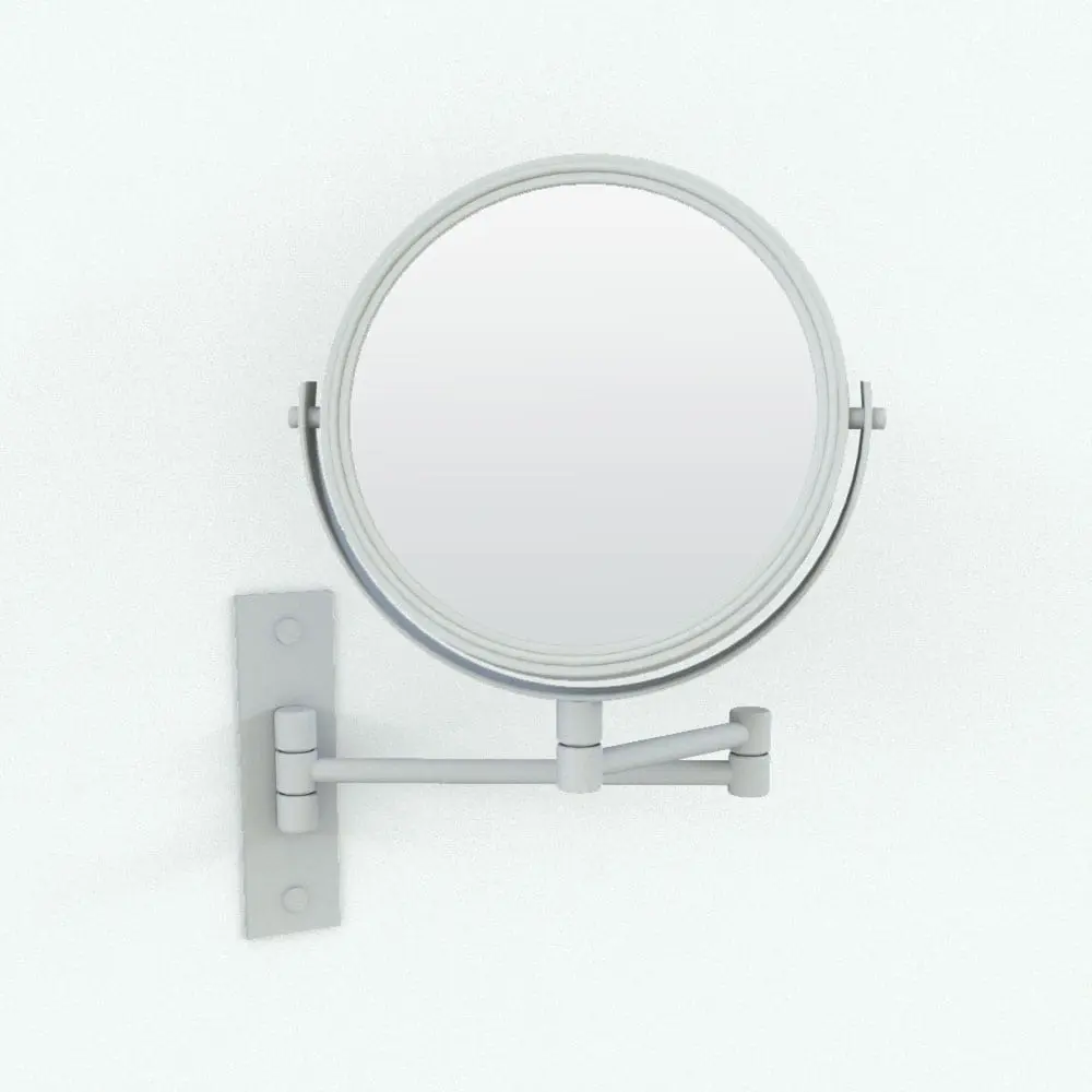 Revit Family / 3D Model - Swivel Wall Mount Mirror Perspective Swivel Wall Mount Bathroom Mirror Revit Family rendered in ambient occlusion style.