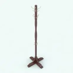 Traditional Wooden Coat Rack Revit Family rendered with a dark colored wood and metallic hooks. This Revit decoration family is fully parametric and ready to be used in your projects.