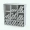 Traditional Squares Wine Rack Revit Family with a straight grid and holding up to 8 bottles per square.