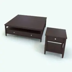 Traditional Side and Coffee Table Revit Set rendered in 3D with a dark chocolate wood finish and metallic accents for adding contrast. These two Revit families are fully parametric, easy to use and render-ready. Just load them into your Revit project, load the provided textures (or use your own) and hit the render button for instant results. Don't wait any longer and add this Traditional Side and Coffee Table Revit Set to your personal assets today.