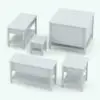 Side table Revit family rendered in black and white (ambient occlusion style) and shown in different sizes and configurations to showcase its parametric flexibility. This side table can also double as a night stand in bedrooms, so you get more options for your projects. Get this side table Revit family today and be part of the Blackbee3D family.