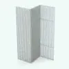 Tri-Fold Vertical Revit Folding Partition in 3D and rendered without materials to showcase the details. Change the number of bars, the spacings, the height and many other parameters to make this Revit Folding Partition family adapt to your project's requirements.