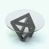 Triangular Multipurpose Coffee Table Revit Family rendered in 3D and with a dark wood finish and glass tabletop. Ideal for living rooms, bedrooms, office spaces and many more space types, this coffee table Revit family will be a focal point in your 3D renderings, making them look finished and livable. Don't wait any longer and get this Triangular Multipurpose Coffee Table Revit Family today.