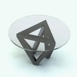 Triangular Multipurpose Coffee Table Revit Family rendered in 3D and with a dark wood finish and glass tabletop. Ideal for living rooms, bedrooms, office spaces and many more space types, this coffee table Revit family will be a focal point in your 3D renderings, making them look finished and livable. Don't wait any longer and get this Triangular Multipurpose Coffee Table Revit Family today.