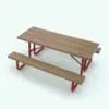 Tubular Picnic Table Revit Family rendered in a light-colored wood finish and red structure to give it contrast and visual strength. This family is fully parametric, easy to use and render ready. Just load it into your Revit project, load the provided textures (or use your own) and hit the render button for instant results. Get this Tubular Picnic Table Revit Family today.